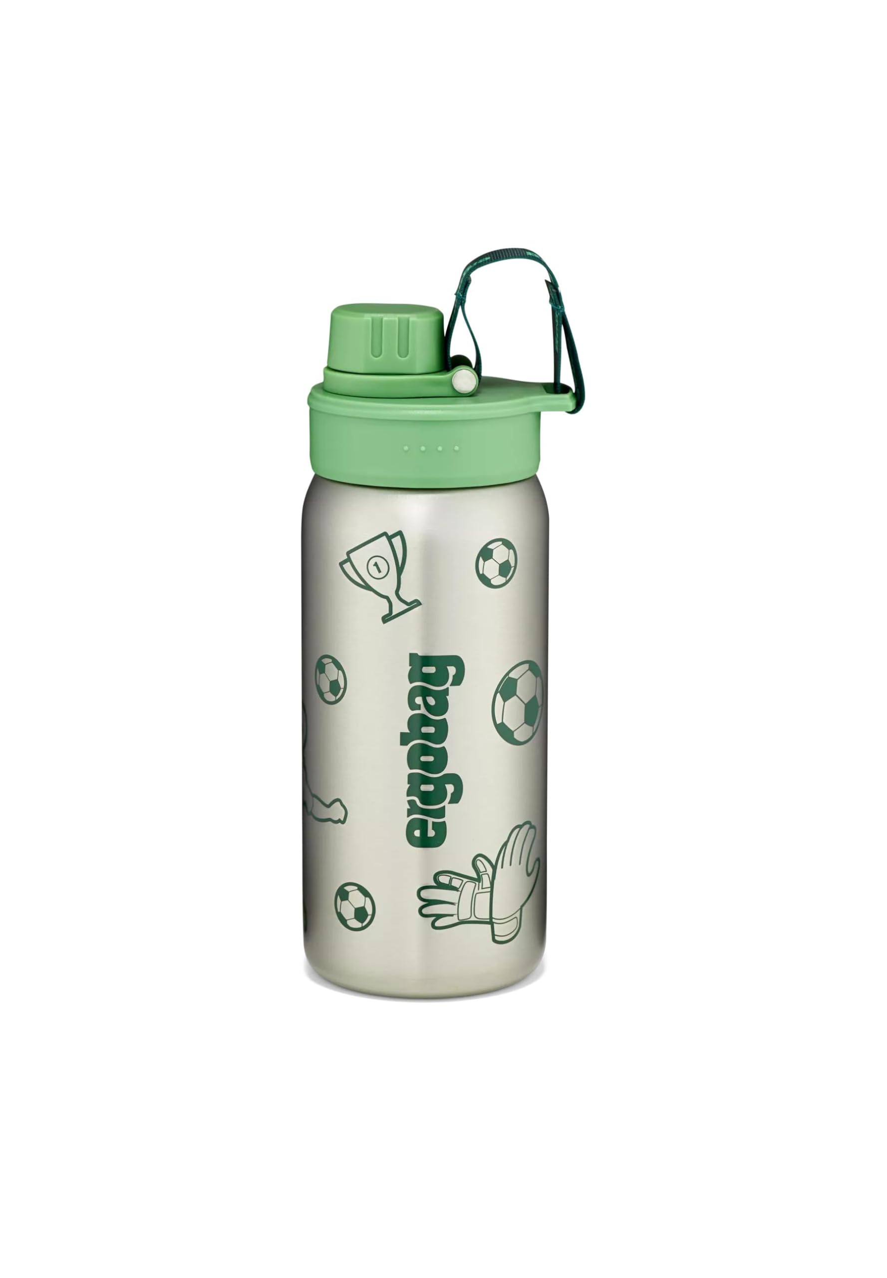 ergobag Gourde en acier inoxydable avec différents motifs pour enfants, 500 ml, sans BPA, étanche, facile à nettoyer Vert