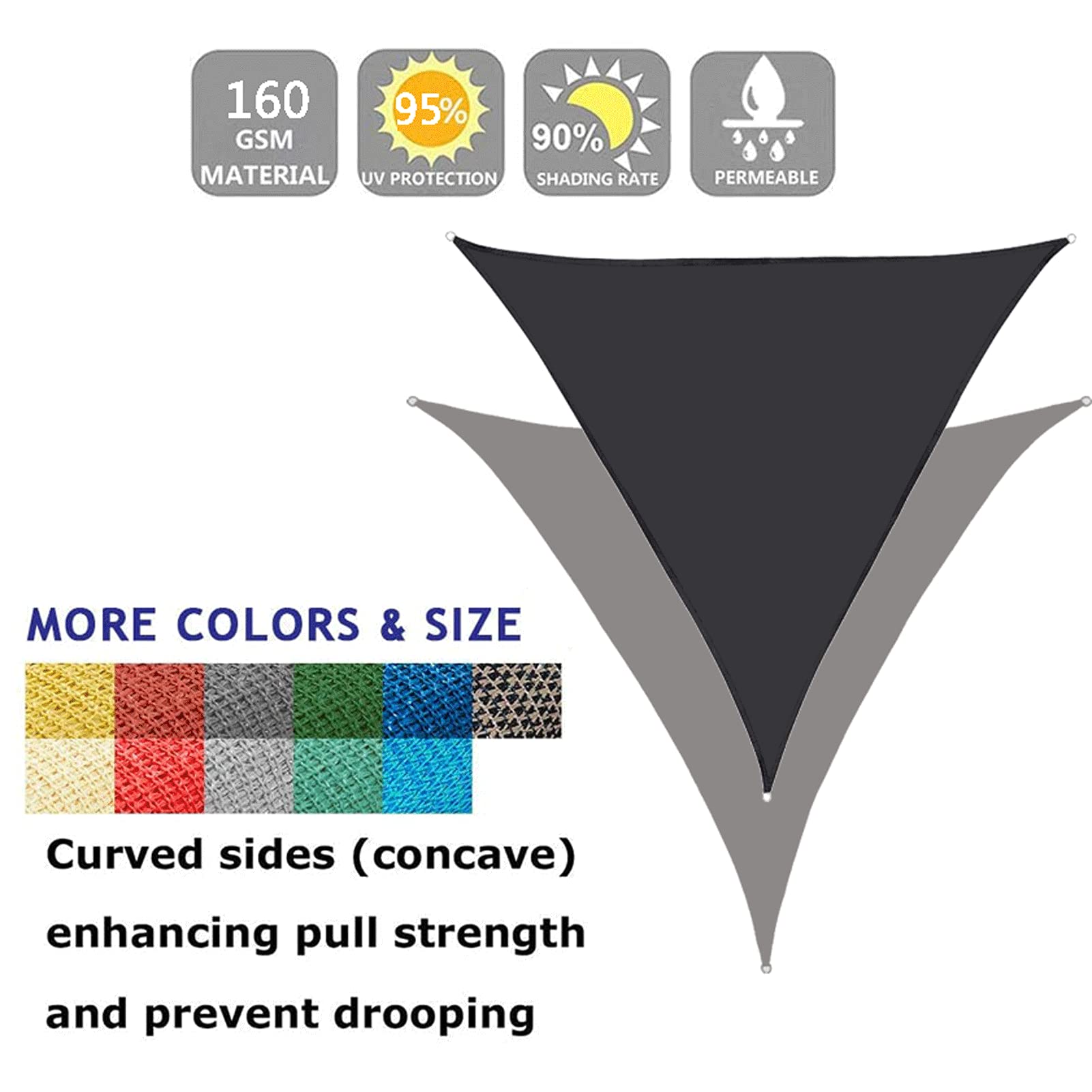 MOCHAMIK a Vela Parasole per Esterni - Copertura Triangolare Impermeabile per Patio per Posto Auto Coperto per Piscina in Giardino - Protezione UV 16x16x16 ft Nero
