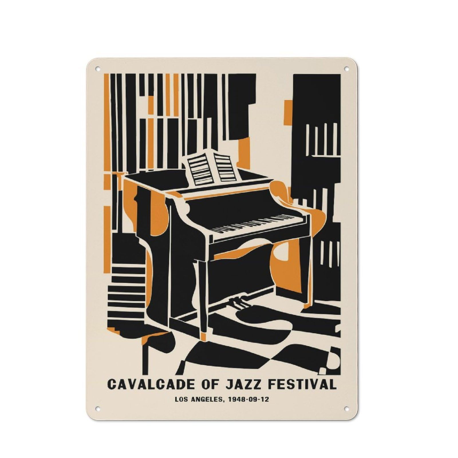 Junmoney Style-9 Cavalcade Of Jazz 1948 Vintage Metal Sign 40X30cm, Vintage Bistro Wall Plaque For Coffee Bar, Small Shop Or Dining Room