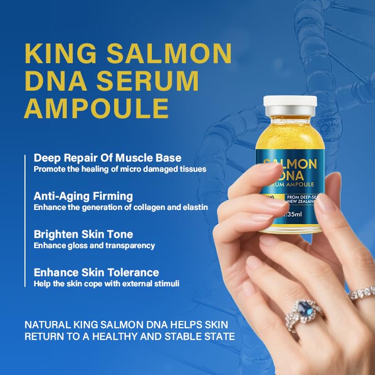 Salmon DNA Ampoule, 35ml Hydrating Microneedling Serum, Moisturizing & Plumping Facial Treatment, Helps Improve Wrinkles and Skin Barrier for Face and Body