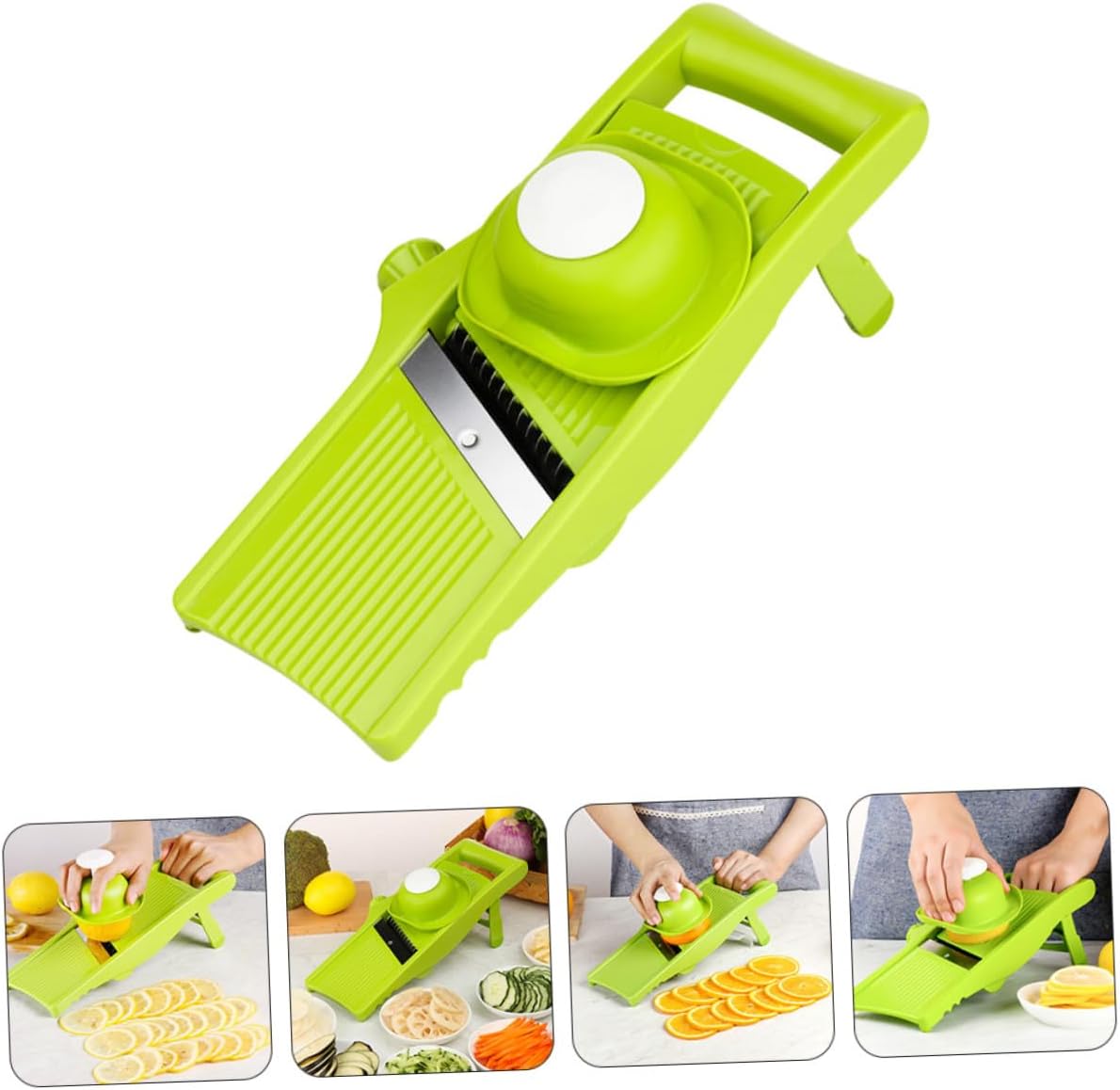 LABRIMP Manual Vegetable Slicer and Potato Grater Kitchen Tool, Green Handheld Mandoline Cutter for Julienne, Slicing, and Shredding, Multifunctional Kitchen Gadget for Meal Prep