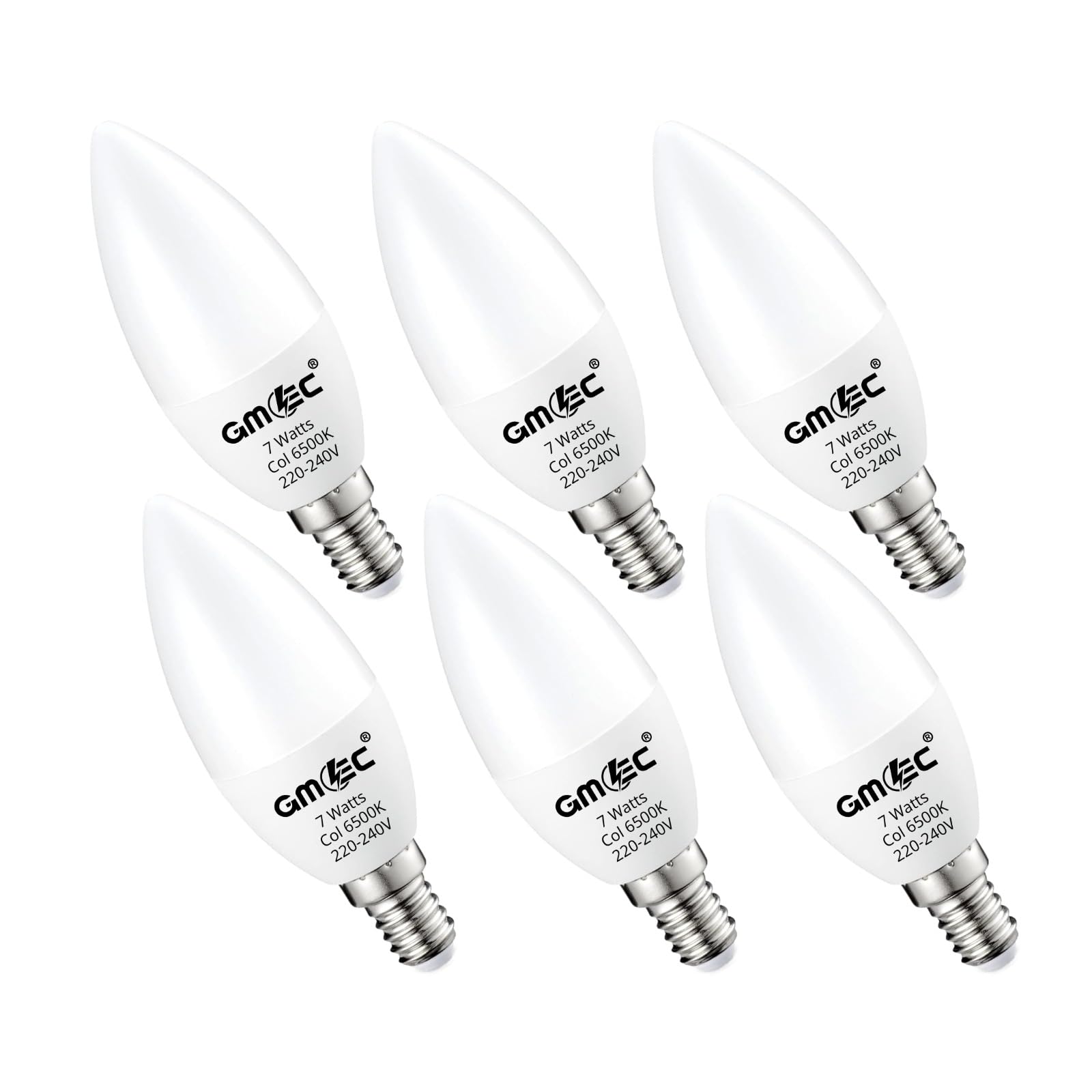 GMEC 6 Pack LED Bulb E14 THERMOPLASTIC 6500K 7 WATTS 1050 Lumens New 6500K