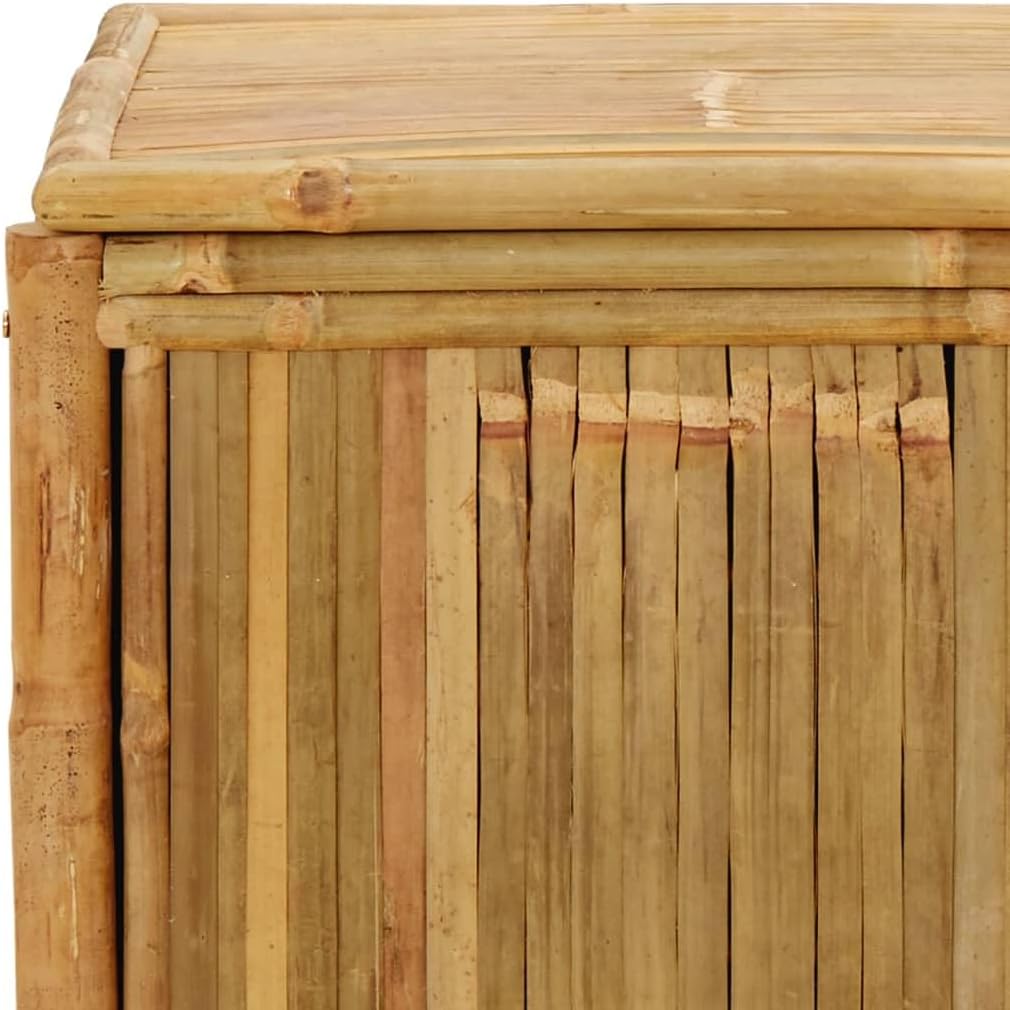 Garden Storage Box Bamboo Polyethylene (PE) for inner bag Medium,Rustic Bamboo Garden Storage Box with Ample Space for Outdoor Essentials, Patio & Indoor Use Storage Boxes