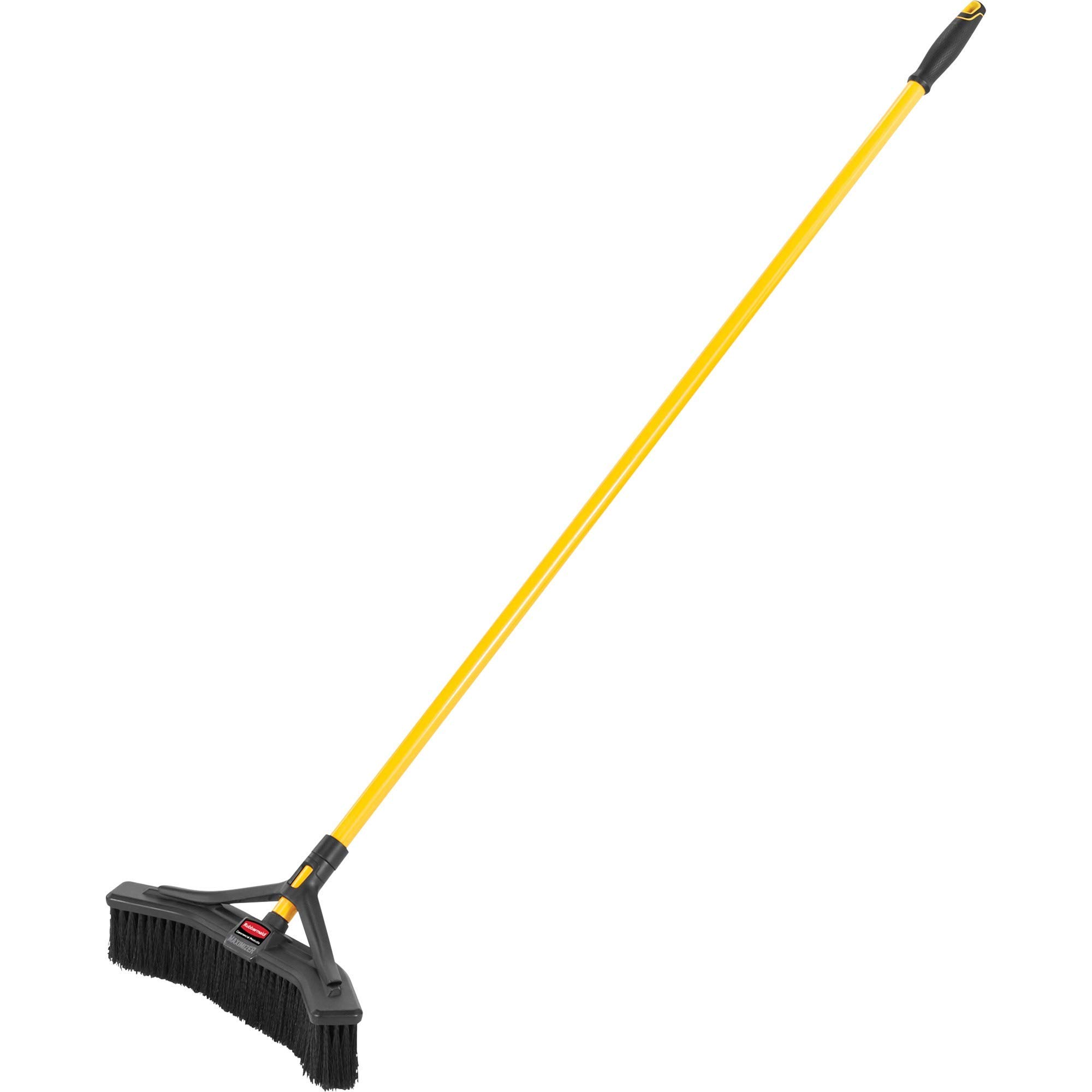 Rubbermaid Commercial Products Maximizer Push-to-Center Broom with Multi-Purpose Bristle, 18" Wide, Black, for Professional/Janitorial Debris Collection from Indoor Floors/Hardwoods