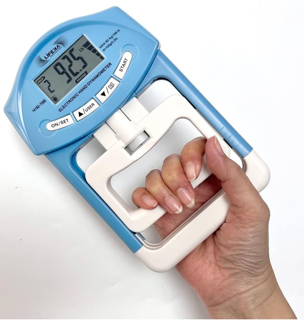 Digital hand dynamometer, Baseline Lifeka 200 Lbs / 90 Kgs Digital Hand Dynamometer Grip Strength Measurement Meter Auto Capturing Hand Grip Power Hand Strengtheners - Gray, Plastic-image-19