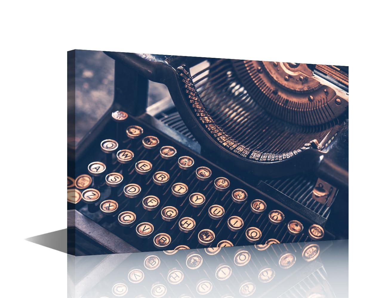 1 Panels Framed Wall Art Antique Typewriter Picture Prints on Canvas Artwork for Home Office Hotel Wall Decorations, Wooden Framed Gallery-Wrapped Ready to Hang, 18" Wx12 H