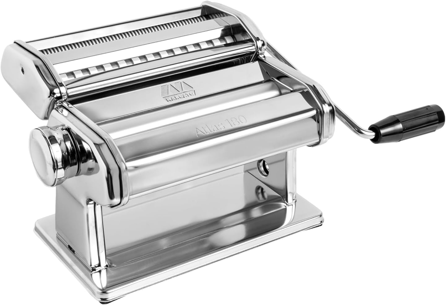 Marcato – Atlas 180+ Premium Macchina per Pasta Fresca in Alluminio Anodizzato con 4 Formati | Lasagne, Fettuccine, Tagliolini e Spaghetti, Made in Italy, AT-180-VCLS-PRM