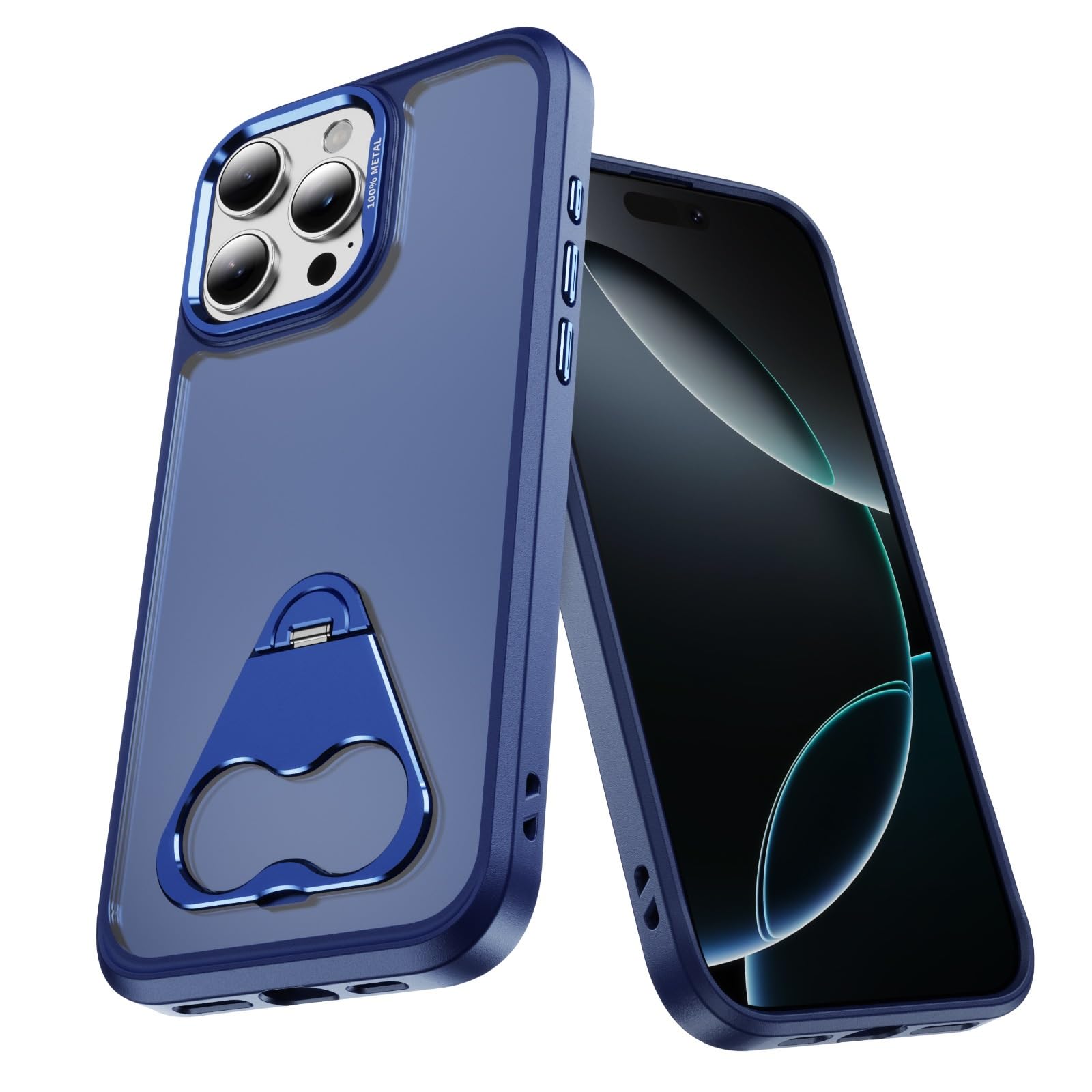 Genérico Etui na iPhone 16/16 Plus/16 Pro/16 Pro MAX, Ochrona obiektywu z matowym obiektywem aparatu obudowa odporna na wstrząsy obudowa (niebieski, 16 Pro)