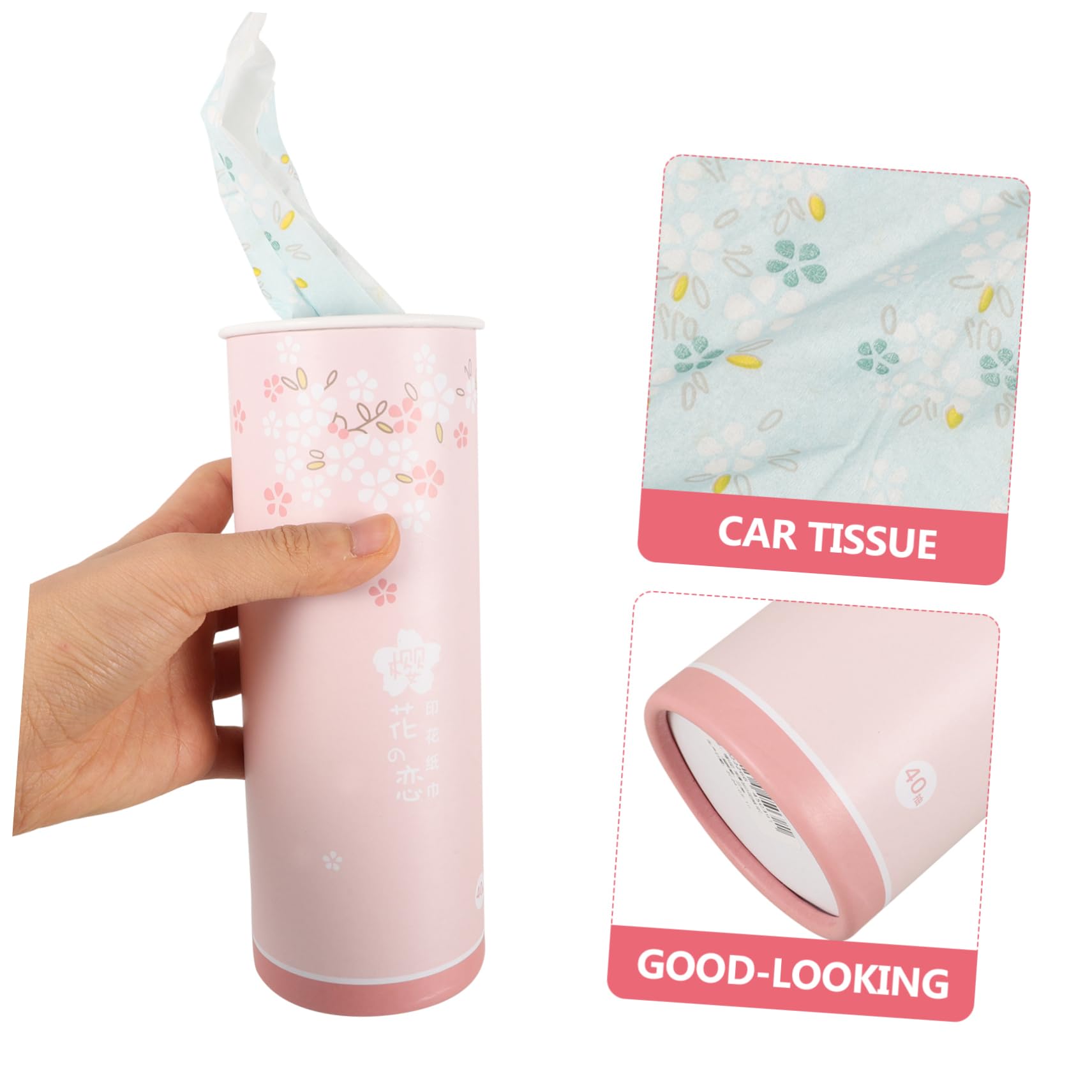 HAPINARY 3pcs Box Decorative Car Tissue Cylinder Portable Facial Tissues for Car Supplies for Home Office Bathroom Cute and Modern Design