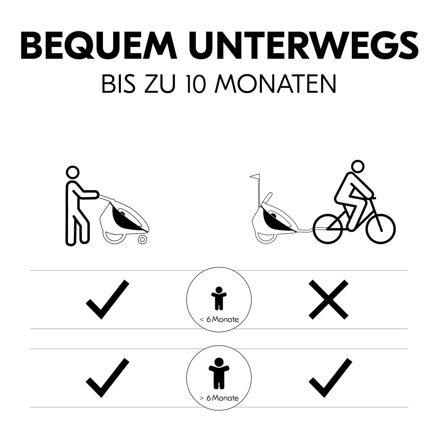 hauck Baby Lounger 2, Grey - Babysitz 1-10 Monate Kompatibel nur mit Dryk Duo, Dryk Duo Plus, Bike N Walk Duo Fahrradanhänger, Baby Hängematte mit 5 Punkt Gurt, Beindecke & Kopfpolster