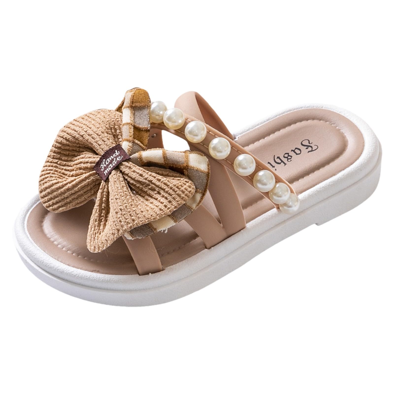 Pantoufles Filles Confortables Semelles Souples Sandales Plage Mode Perles Fleurs Enfant Chaussures Doudou Antidérapant Respirant Été Intérieur Extérieur Léger Mignon