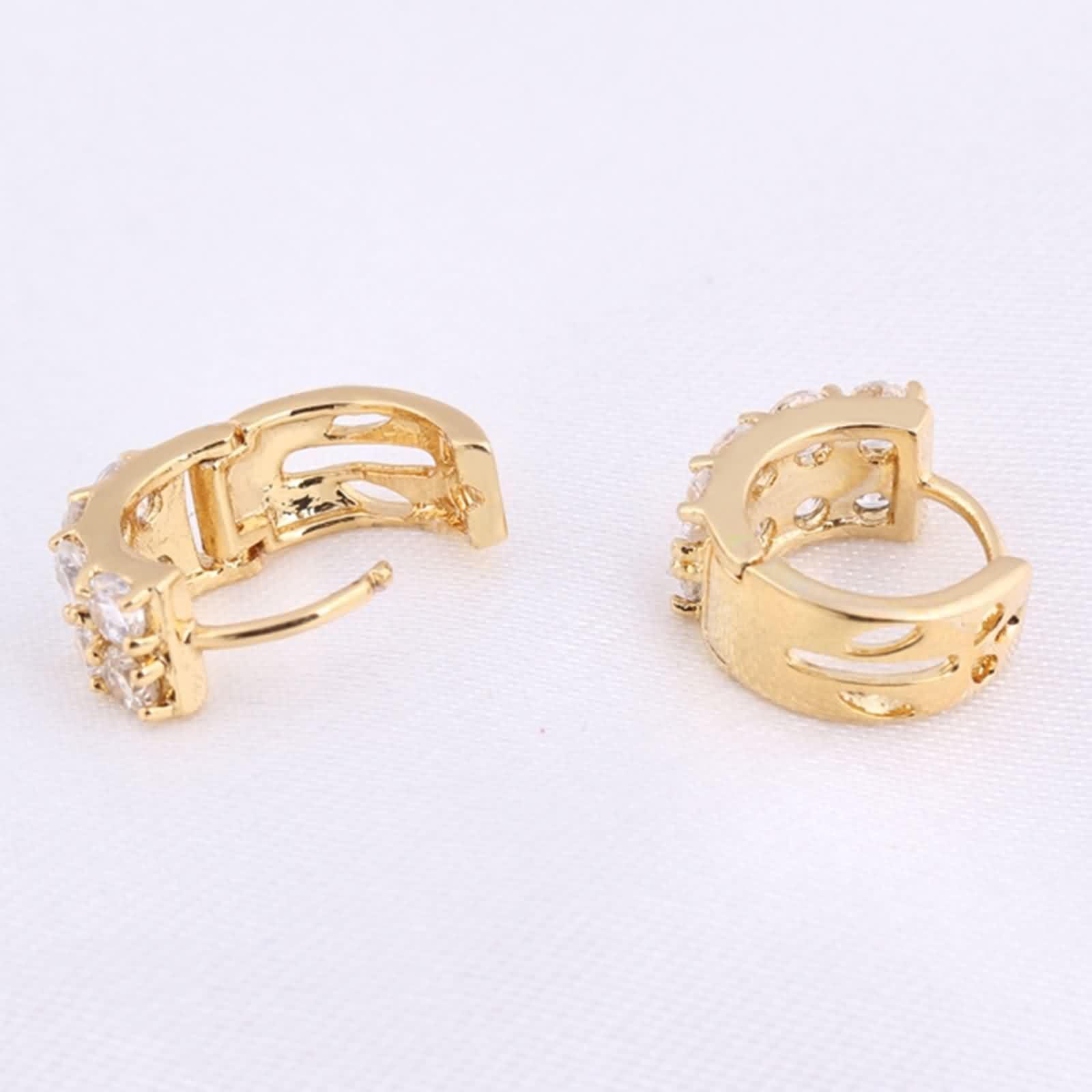 Pendientes de aro de oro 585 de 14 quilates, pendientes de aro de moissanita, oro amarillo Au585, pendientes de aro para niñas, joyas de oro auténtico