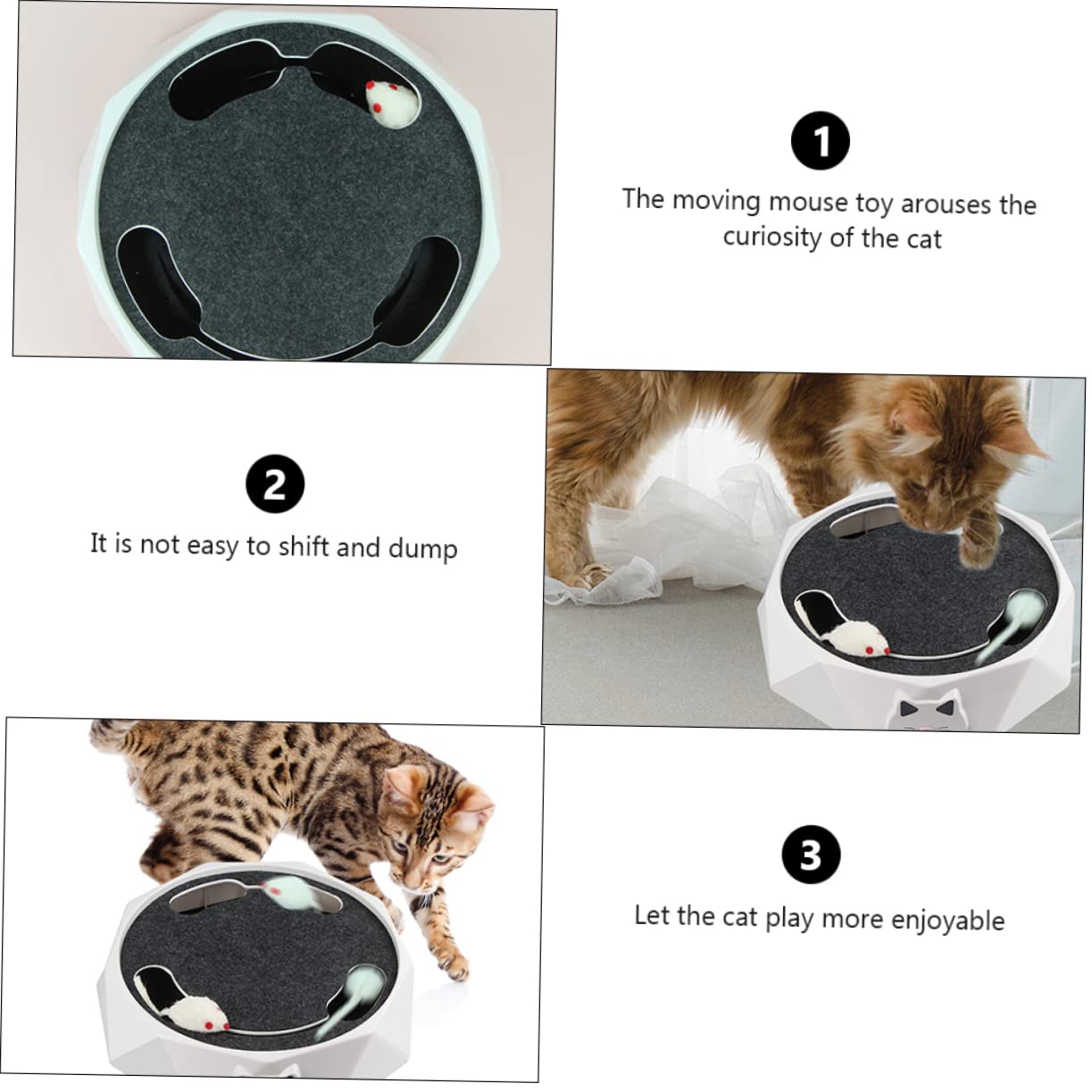 Juguete Eléctrico de Ratón Excavador para Gatos, Blanco, Abs | Acción Automática de Esconderse y Salir, Portátil, Funciona 3 Pilas Aa