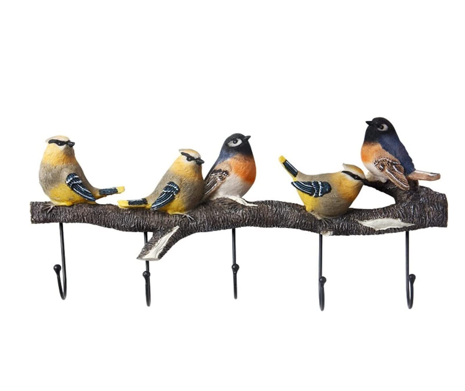 Azhkjkzh D-5Hooks Coats Hooks Wall Mounted Bird Resin Porch Coat Rack,Space-Saving Hanger Wall Hook Suitable For Coats Scarves Bags Towels Keys Clothes Towel(D-5Hooks)