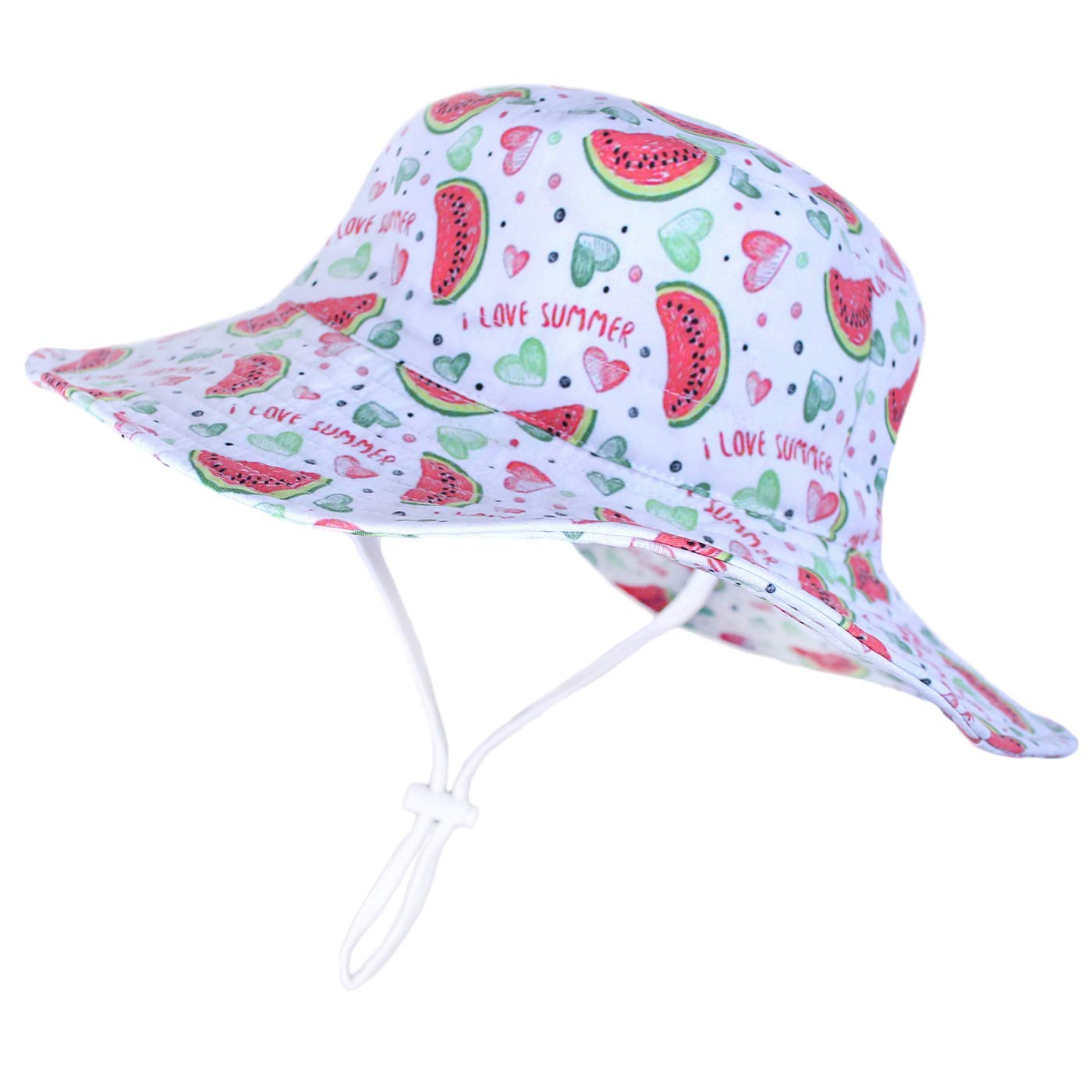 Happy Cherry Bebé Sombrero con ala Verano para Niños Niñas Infantil Gorra de Pescador Correa Ajustable Estampado Lindo Bucket Hat Protección Solar para Playa Vacaciones - 0-6 Años