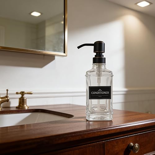 Miniatura 2 de Paquete de 2 dispensadores de jabón antiguos, botella de vidrio grueso de 10 onzas con bomba de acero inoxidable 304 a prueba de óxido, 6