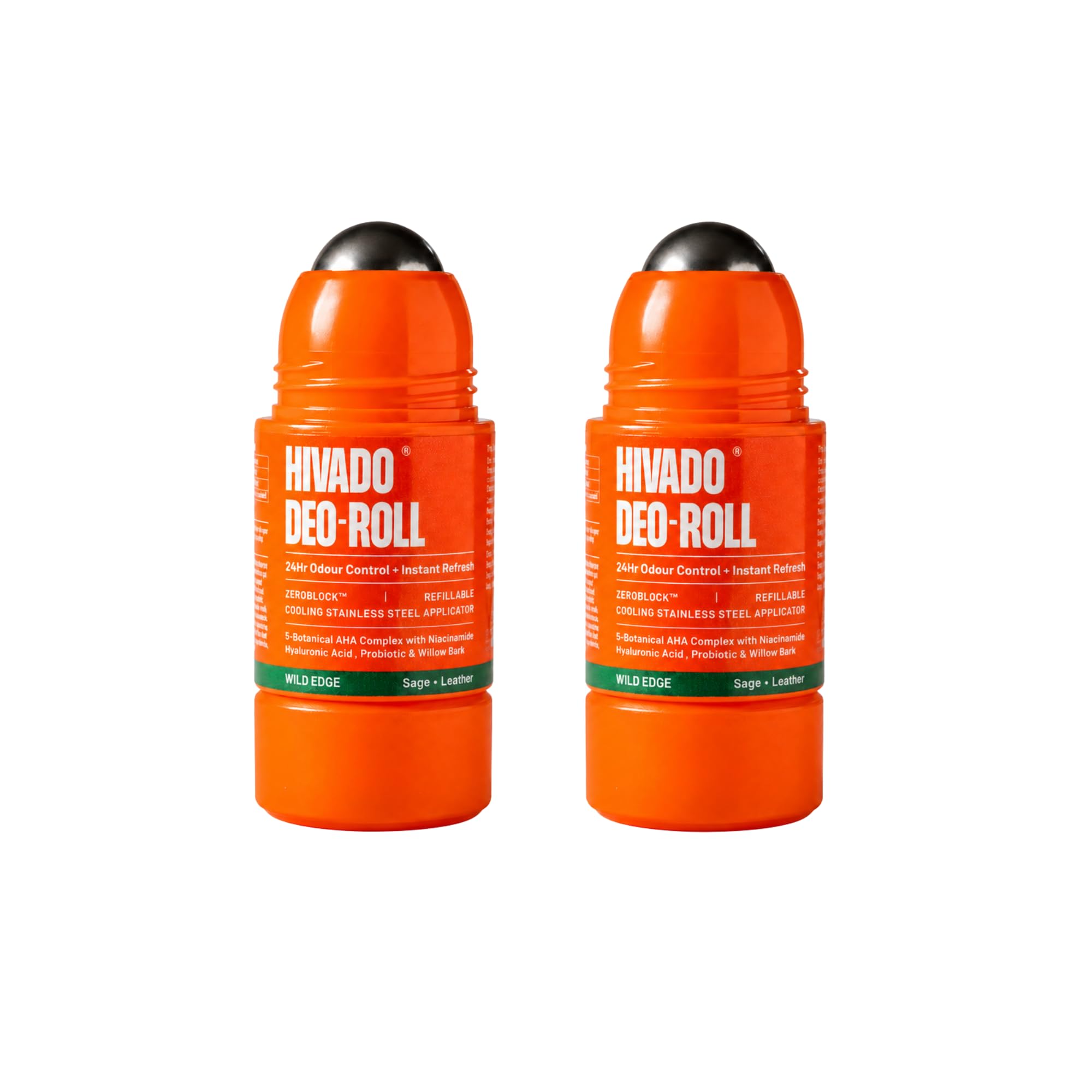 HIVADO Refillable Roll-On Deodorant for Men and Women| Cooling Steel Ball Applicator , Natural Odour Control with Probiotic, Brightens Dark Underarm, Niacinamide and Botanical AHA , Aluminium and Alcohol Free (Pack Of 2)-picture-10