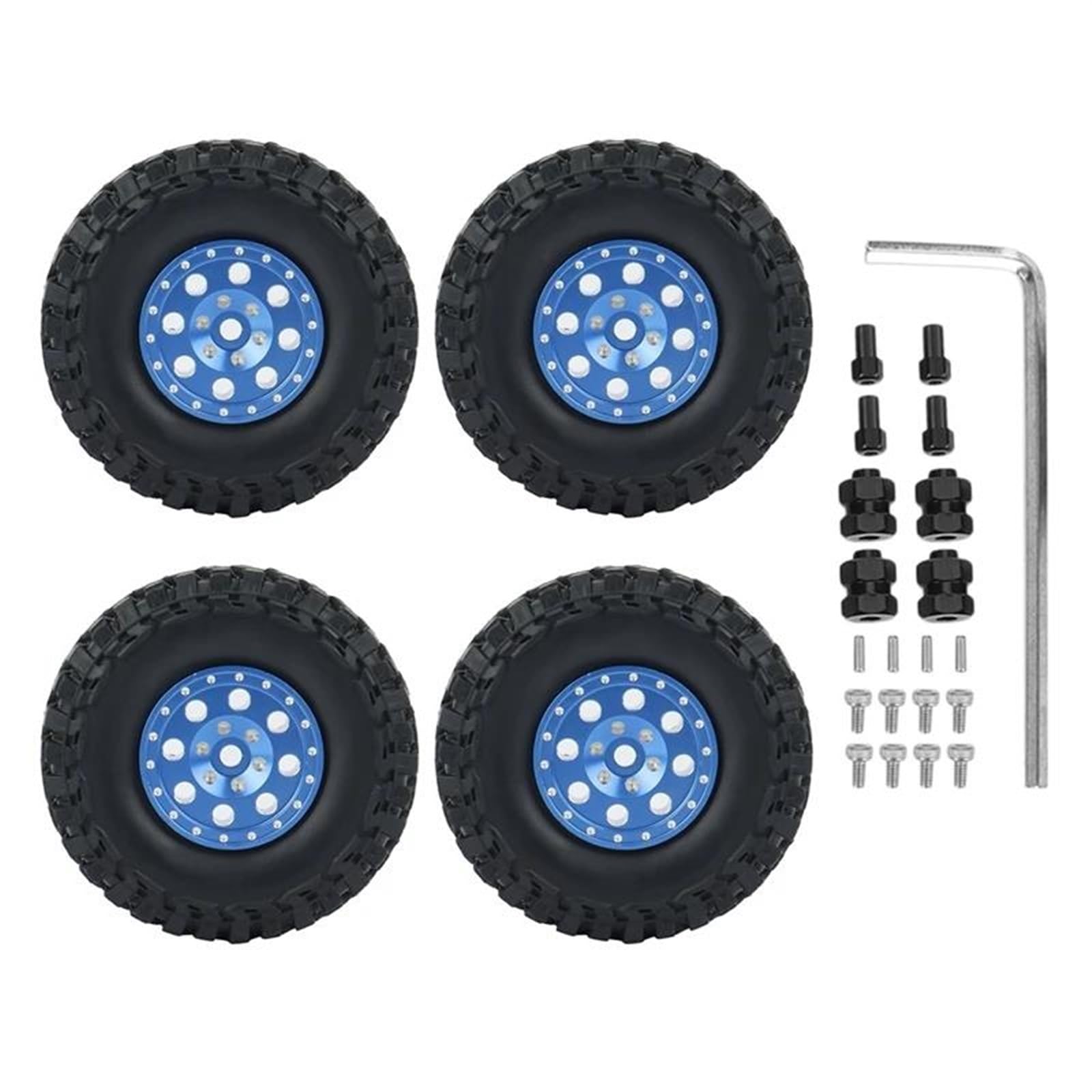 Compatibile Con Axial SCX24 90081 4 Pezzi 1.0 Cerchioni In Metallo Beadlock Set Di Pneumatici Adattatore Esagonale Per Parti Aggiornamento Per Auto Cingolate 1/24 RC Ruote Auto Rc
