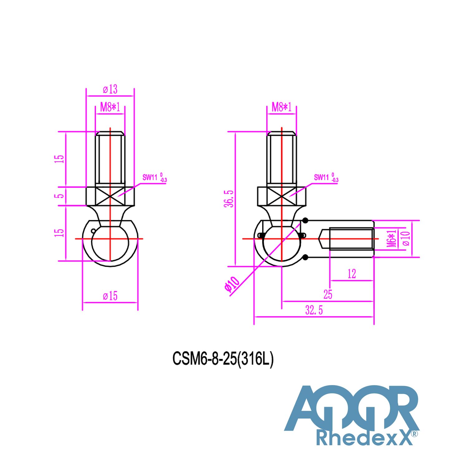 Sprężyna gazowa ze stali nierdzewnej V4A 316L głowica kulowa długość 325 mm, skok 120 mm, gwint 350N M6 - sprężyna gazowa zamiennik do Liftomat 510599 0350N 18/8 (325/120/350N, stal
