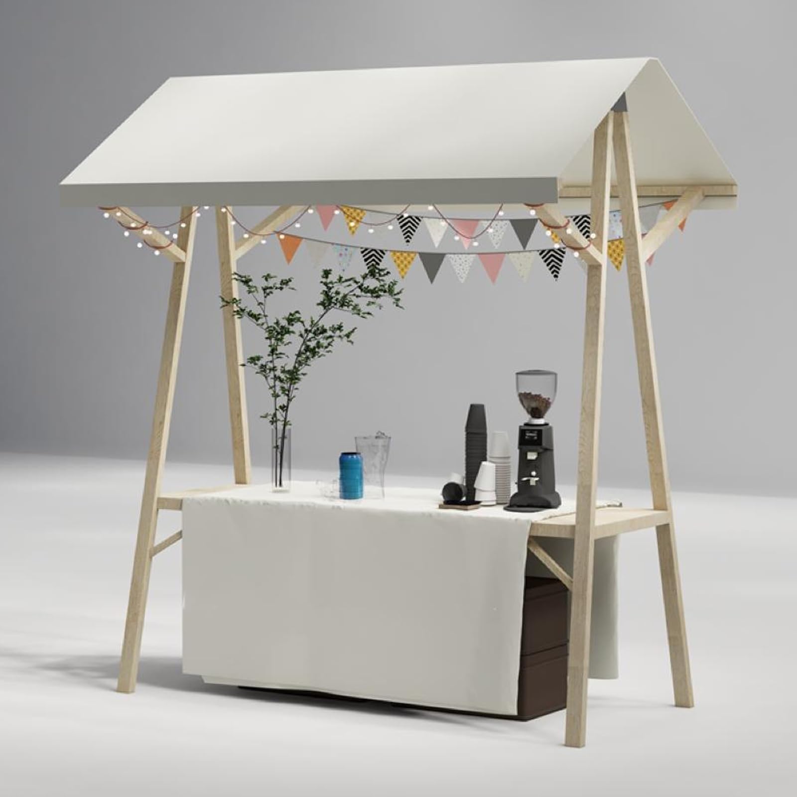 Marktstand Verkaufsstand Mit Sonnendach, Imbisswagen Aus Holz Den Gewerblichen Einsatz, Süßigkeitenstand Für Partys, Im Freien Und Streetfood(White,150cm/59in)