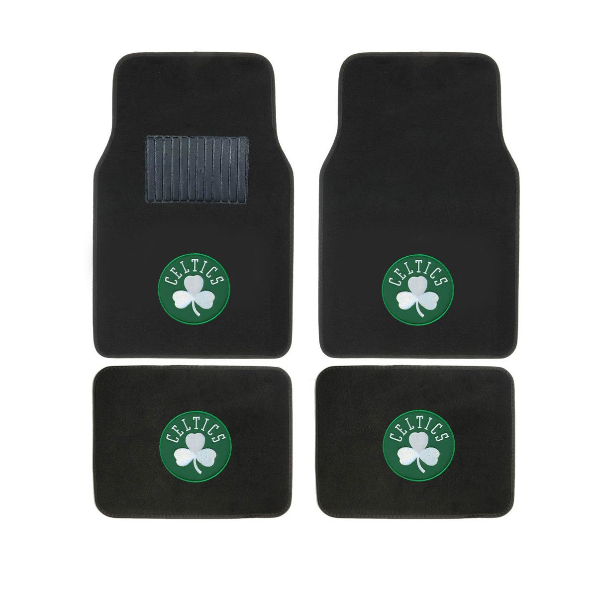 MB Wheels NBA Celtics Seat Cover and Floor Mat. Universal Fit High Back Seat Cover with Celtics Logo on Front and Rear Auto Floor Liner