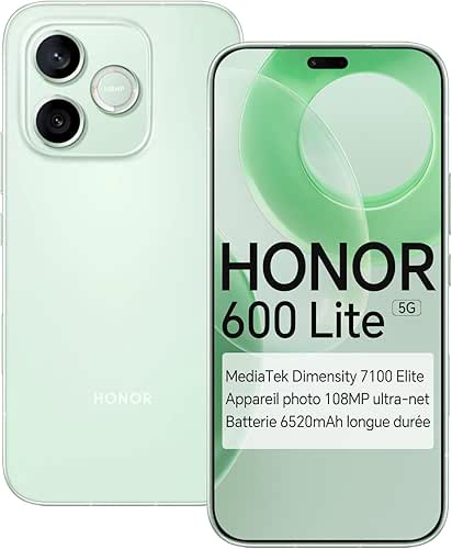 HONOR 600 Lite 5G Smartphone, MediaTek Dimensity 7100 Elite, Écran