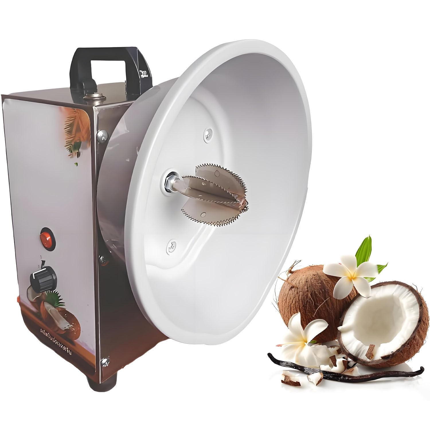Rallador eléctrico Comercial para Coco, Herramienta eléctrica Ajustable de 3 velocidades para extraer la Pulpa del Coco con Cubierta Antipolvo, para restaurantes y panaderías.