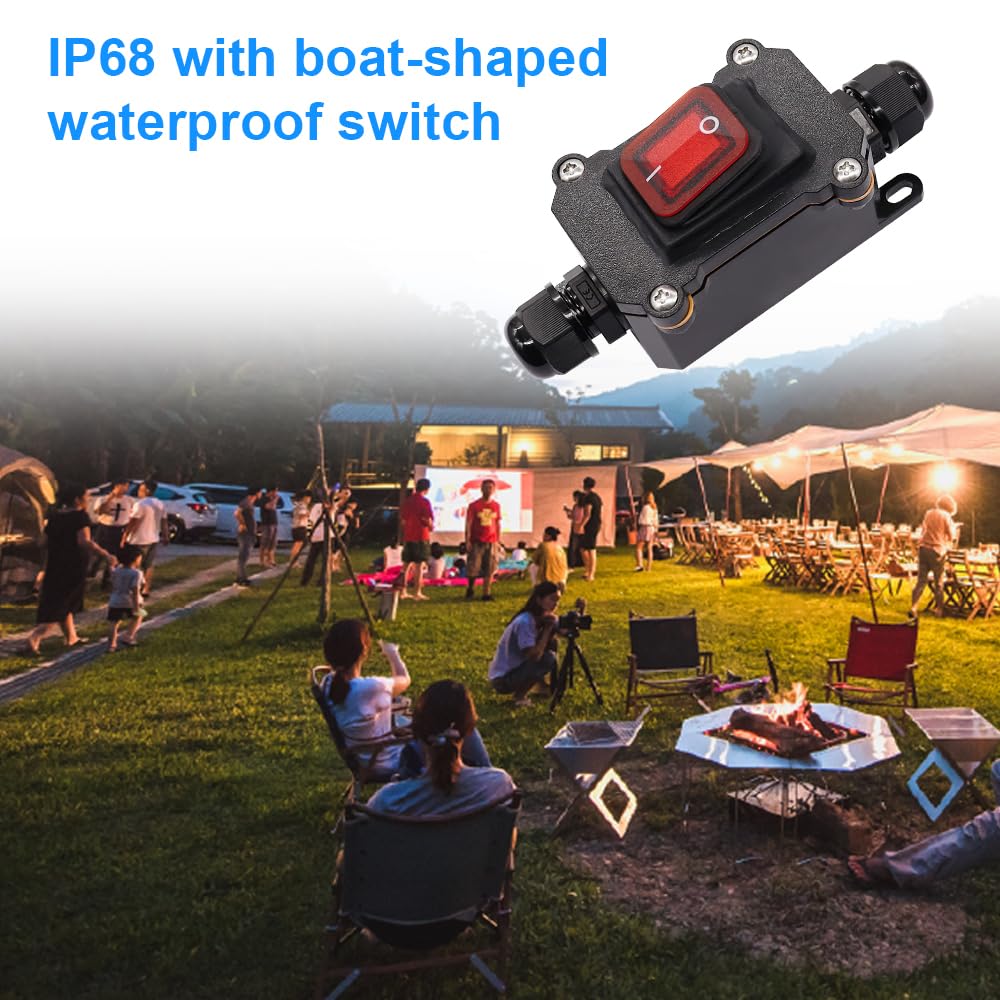 IP68 Interrupteur de Câble étanche Interrupteur à bascule étanche Boîte de jonction étanche IP68 avec LED Rouge