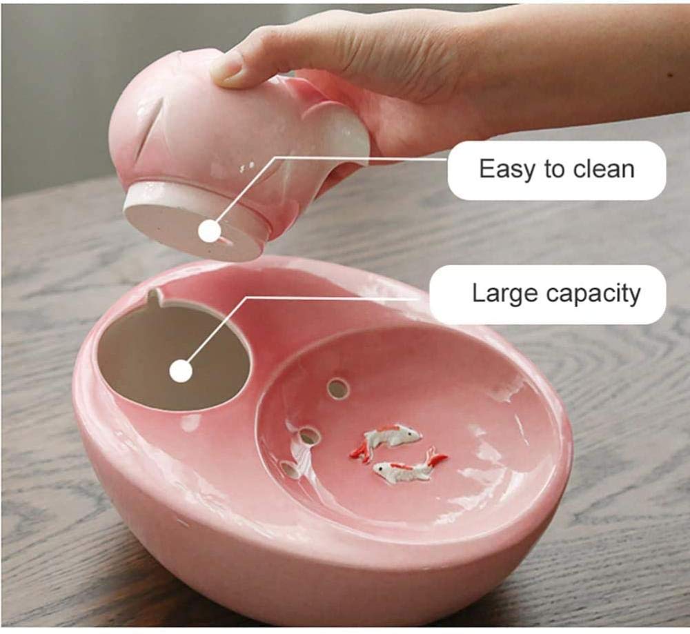 BIGYOUZI Kattenfontein keramiek huisdieren waterdispenser - Lotus verticale drinkfontein voor katten - automatisch circulatiefilter (keramiek