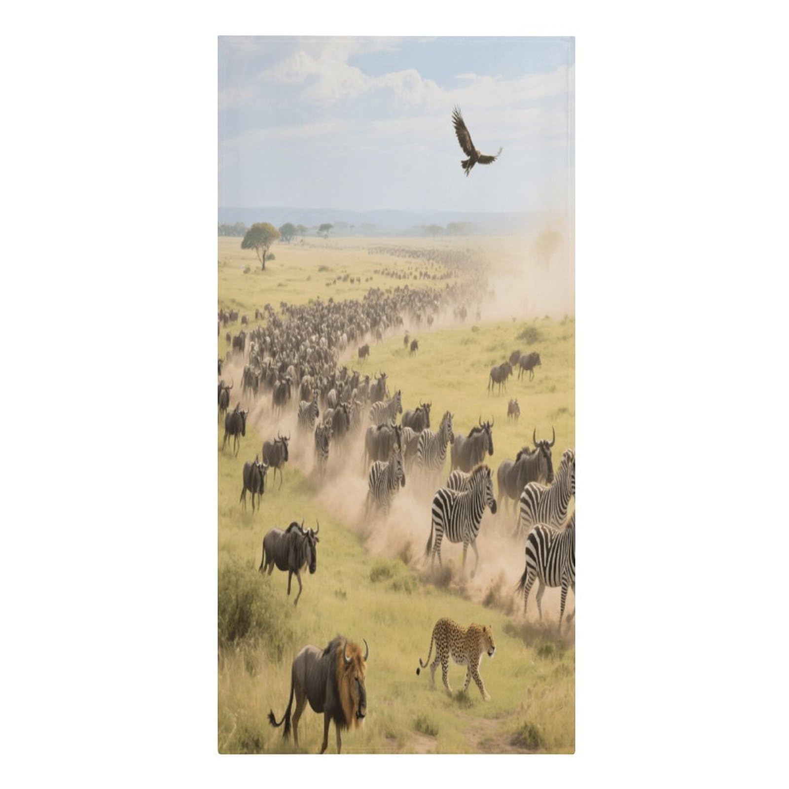 Fekiloot Men's Style Grassland Animal Migration Large Beach Towel, Travel Towel For Adults Wo, Pool Towels For Beach, Camping, Swim Pool, Gym, Sports& Yoga 61.4"X30.3"