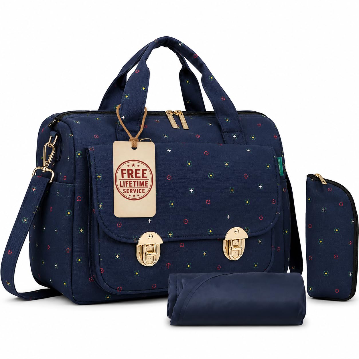 Motherly Wow Tote Diaper Bag for Mothers for Travel, Maternity Bag for Newborn Baby, Multiple Pocket Water Resistant Baby Bag (Blue Flower)-picture-16