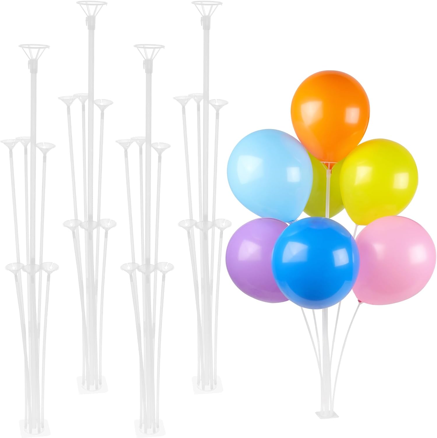 Balloon Stand Kit (4 Sets) - Durable Balloon Sticks with a Sticky, Stable Base for Tabletop Decorations, Perfect for Weddings, Birthdays, Baby Showers, and Graduation Parties. Balloon Table Stands
