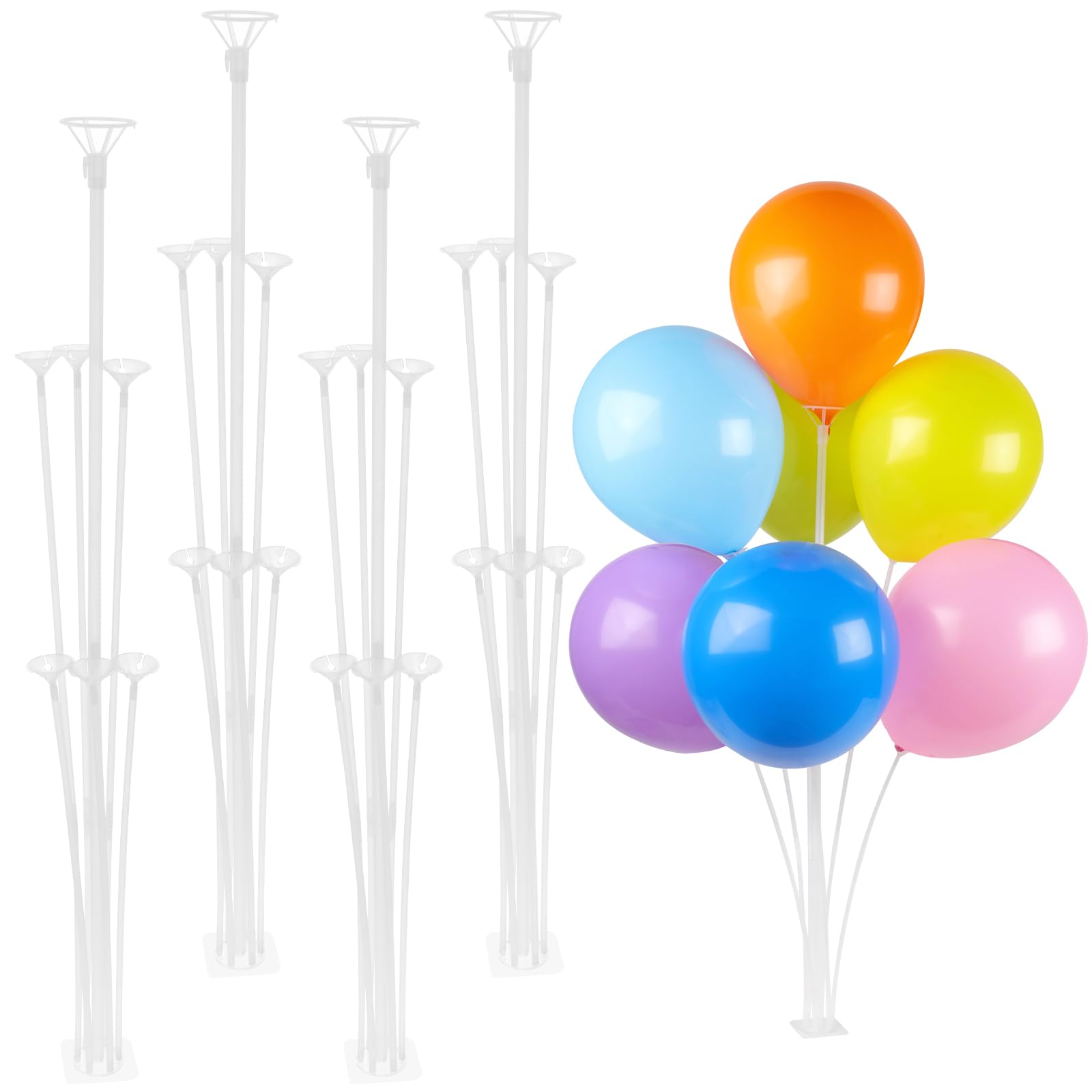 Balloon Stand Kit (4 Sets) - Durable Balloon Sticks with a Sticky, Stable Base for Tabletop Decorations, Perfect for Weddings, Birthdays, Baby Showers, and Graduation Parties.