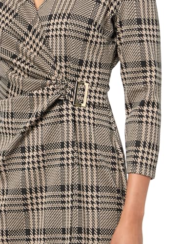 Anne Klein Women's 3/4 Sleeve Houndstooth Printed Jersey Wrap Dress3
