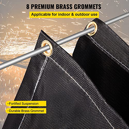 Image of VEVOR Fire Blankets, 2 Pack Welding Blankets, 6' x 10' Fire Suppression Blanket, 1022 F Flame Retardant Blanket, Black Fire Emergency Blankets, Fiberglass Fire Retardant Blanket with 8 Brass Grommets