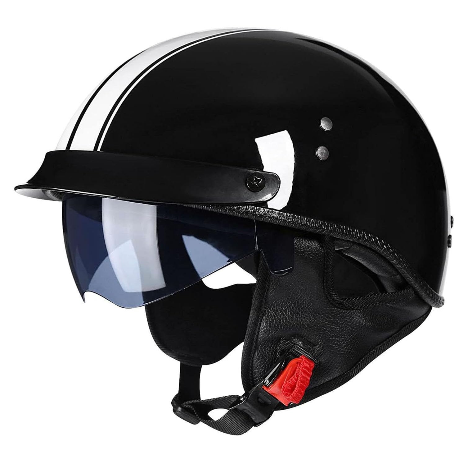 Casque mobylette rétro avec visière pour adulte homme femme