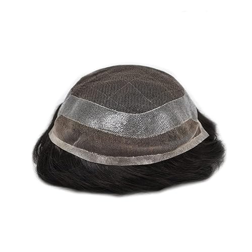 Miniatura 4 de Toupee For Men Real Human Hair Soft French Lace Mens Toupee Hair Replacement System For Men Hairpieces Bleached Knot Natural Hairline Protesis