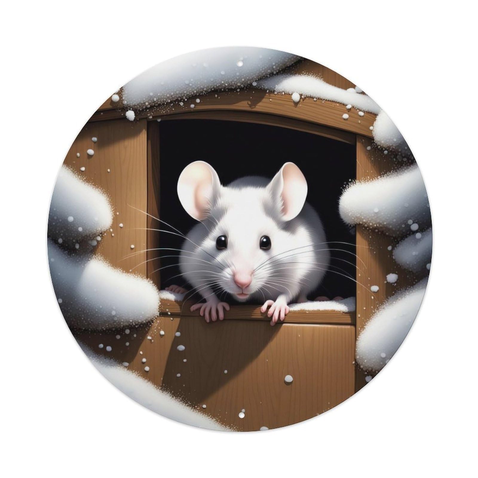 Animal Artwork Mice in The Snow Vintage Metal Tin Sign Plaque Wall Decor for Cafe, Club Bar, Office, Garden Metal Poster 8x8Inch