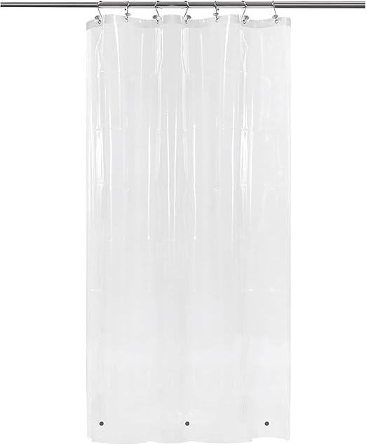 Barossa Design Shower Curtain or Liner with 3 Magnets for Shower Stall Size 42 inch Wide, PEVA, Waterproof, PVC Free, Metal Grommets, Clear, 42x72