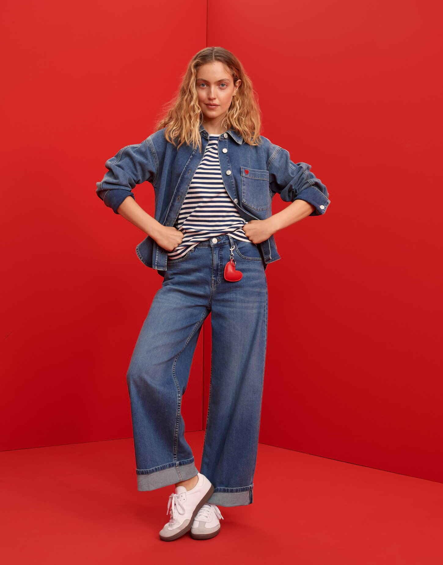 OPUS Damen Wide | Miva Valentine Verkürzte Wide Leg Jeans aus Dry Indigo® Mid Rise