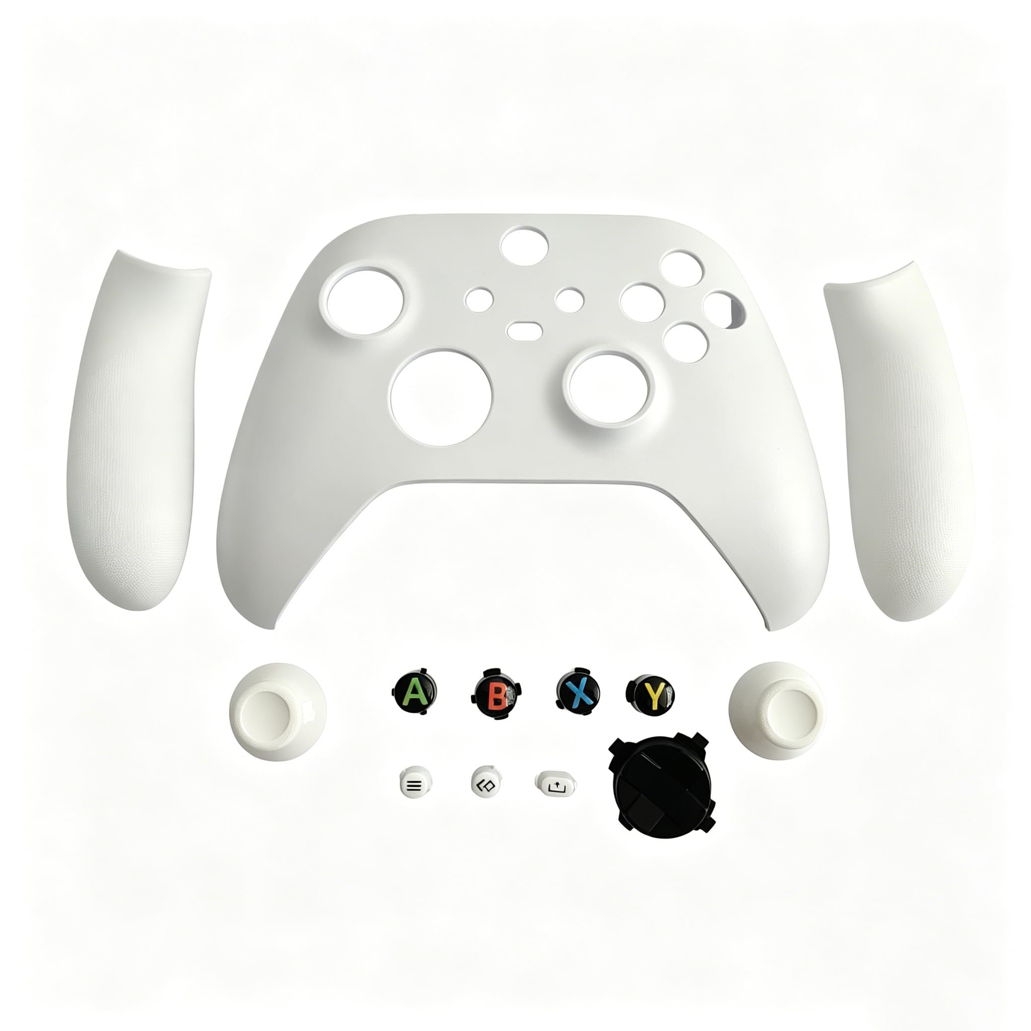 Hzxkqmil Zestaw Wymienna Obudowa dla Xbox Series X/S Kontrolera, Przednia Okładka Boczne Uchwyty D-pad Przyciski ABXY Przycisk View/Menu/Share & Drążki dla Xbox Series X/S (Biały)
