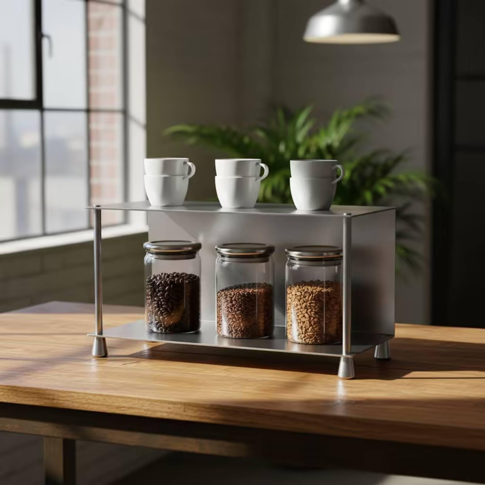 Almacenamiento de Cocina Organizador Repisa Soporte Aprovecha Altura con E Inferior Acero Inoxidable Anticorrosión Pies Estables Fácil de