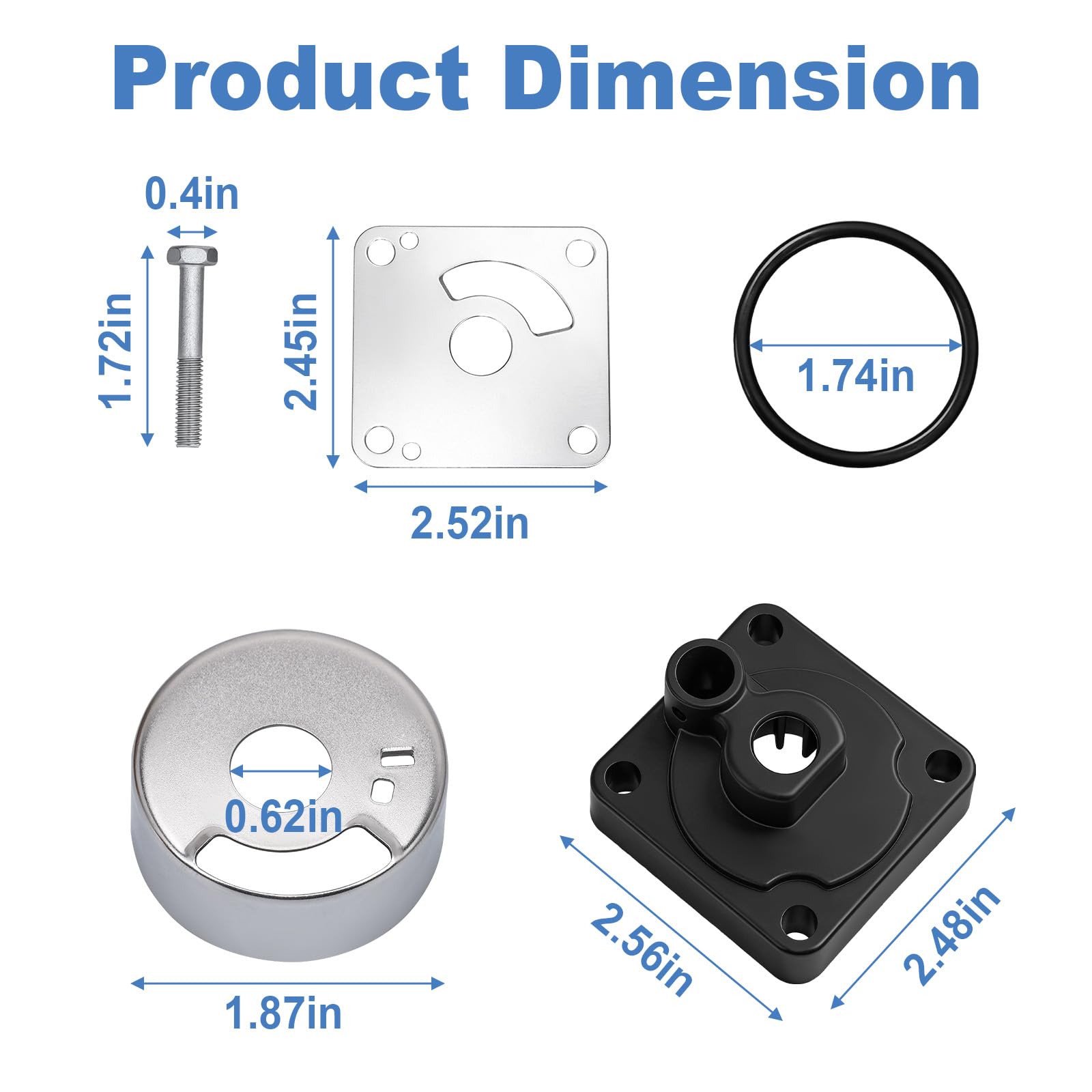 6L2-W0078-00 Kit de reparación de bomba de agua con carcasa, compatible con Yamaha Outboard de 2 tiempos 20HP 25HP, kit de impulsor de bomba de agua de motor de barco, sustituye a 6L2-W0078-00-00