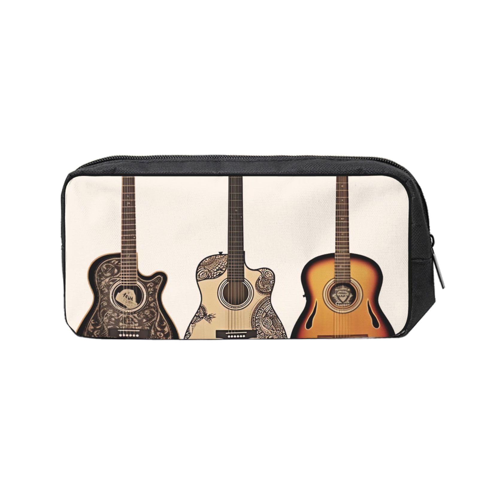FodPand Guitar Pencil Case Large Capacity Pencil Pouch With Zippers Portable Waterproof Pencil Bag Makeup Pouch Cosmetic Bag For Women Men