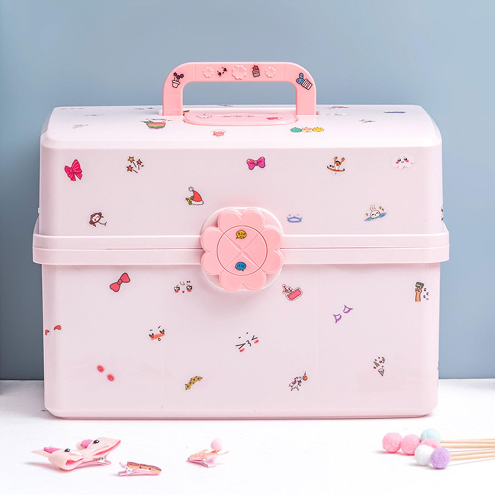 Organizer per fermagli per capelli e elastici per ragazze, a più livelli, contenitore per gioielli per bambini con serratura, accessorio per la casa per l'organizzazione, scatola per elastici