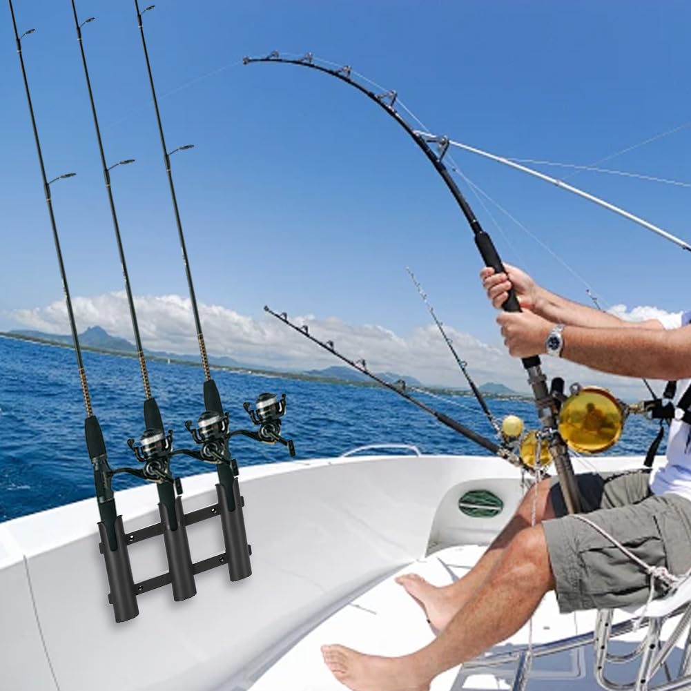 3 Tubes Link Fishing Rod Holder Bracket Plastic (White)