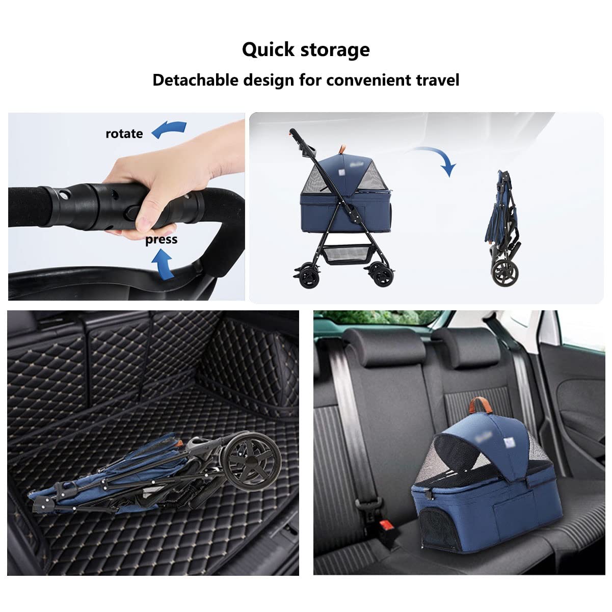 Haustier-Kinderwagen Coffee - Faltbarer Sportwagen Für Hunde & Katzen