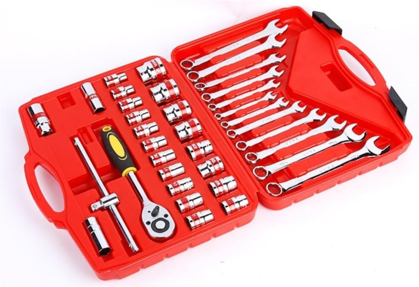 Coffret d'outils de réparation à Main Coffret à Outils 37 pièces Jeu de cliquets Clé à cliquet avec boîte à Outils de Rangement pour kit d'outils de réparation de Voiture wljdp240511