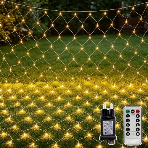 Soagrc LED Lichternetz Außen 3x2m 200 LEDs warmweiß, Lichterkette Außen mit...