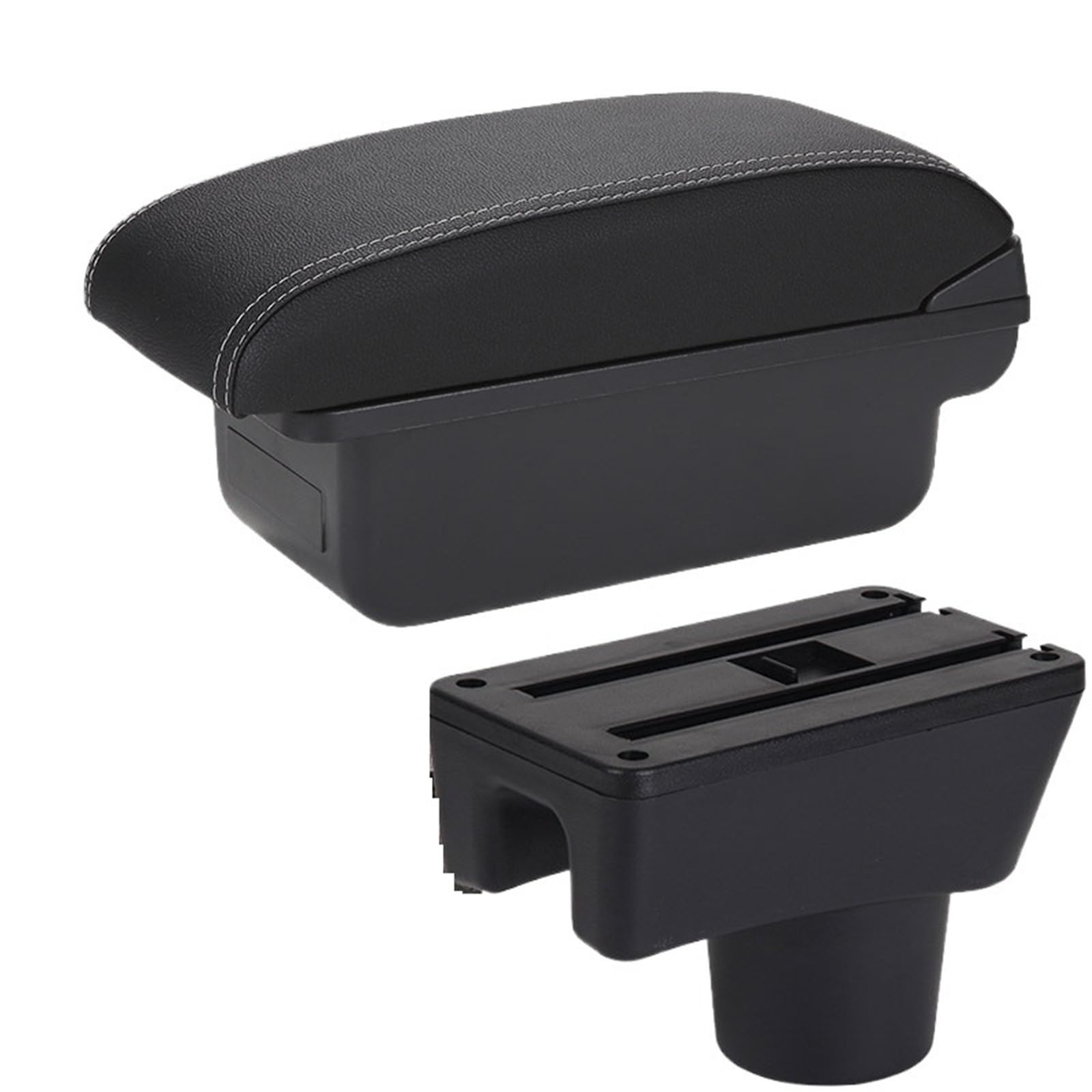 XINQQDC Console Armrest Armrest Box Fit For Dodge Attitude Fit For Mitsubishi Space Star Car Armrest Storage Box Car Accessories Car Armrest Organizer(C3 Black white NOUSB)